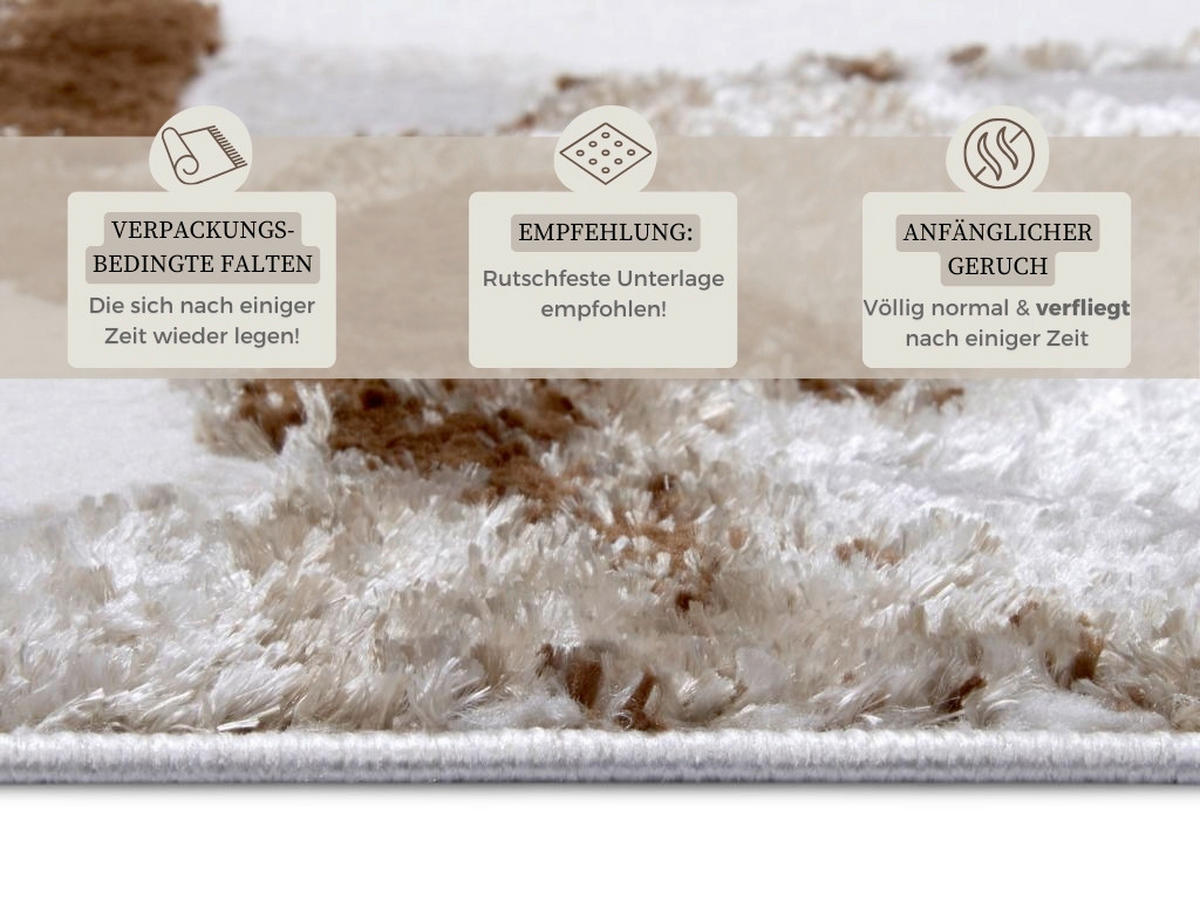 VINTAGE-TEPPICH 57/90 cm Shine Braun, Weiß  - Braun/Weiß, Design, Kunststoff (57/90cm) - Hanse Home