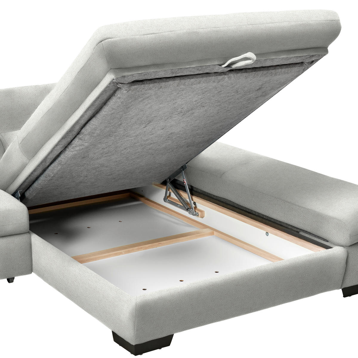 ECKSOFA  in Flachgewebe Weiß  204/341 cm  - Schwarz/Weiß, Design, Textil/Metall (204/341cm) - Xora