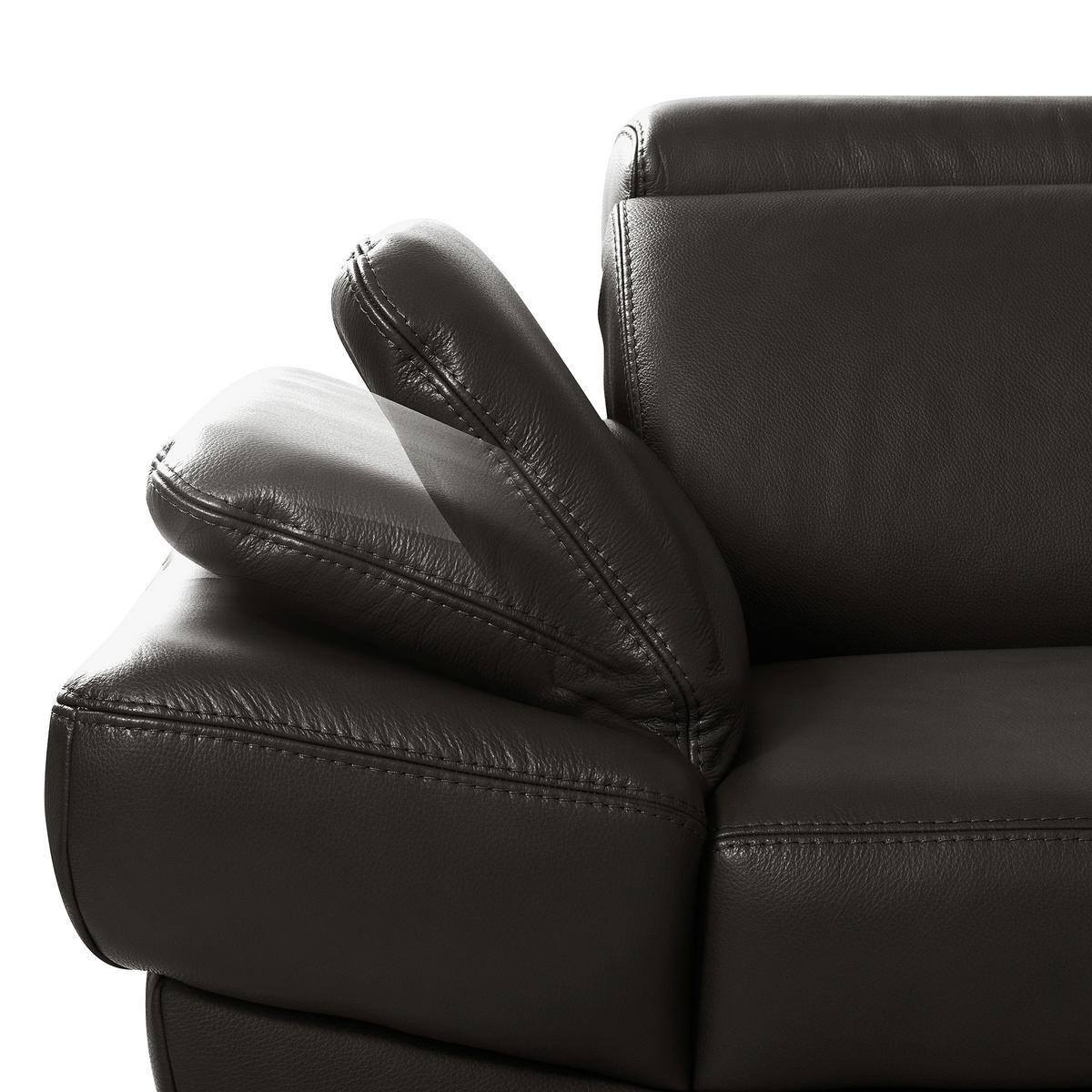 ECKSOFA Dunkelbraun Echtleder Lederlook Bettkasten, Schlaffunktion, Rücken echt, Armteilverstellung, Kopfteilverstellung  - Dunkelbraun/Schwarz, Design, Leder/Textil (264/211cm) - Livetastic