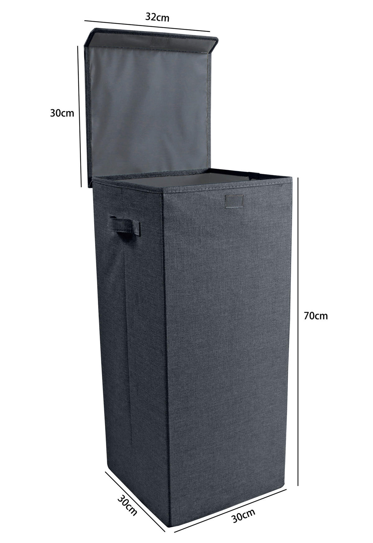 WÄSCHEKORB - Anthrazit, MODERN, Textil (30/70/30cm) - MID.YOU