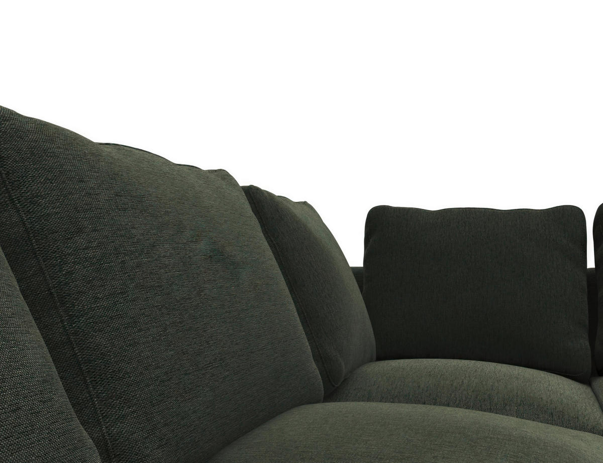 WOHNLANDSCHAFT Waldgrün Webstoff, Flachgewebe  - Waldgrün/Schwarz, Design, Textil/Metall (148/376/206cm) - Livetastic