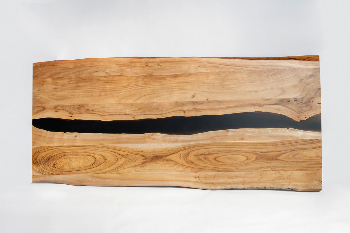 ESSTISCH 220/76/100 cm Echtholz  Holz, Metall rechteckig Schwarz, Akaziefarben  - Schwarz/Akaziefarben, LIFESTYLE, Holz/Metall (220/76/100cm) - Landscape