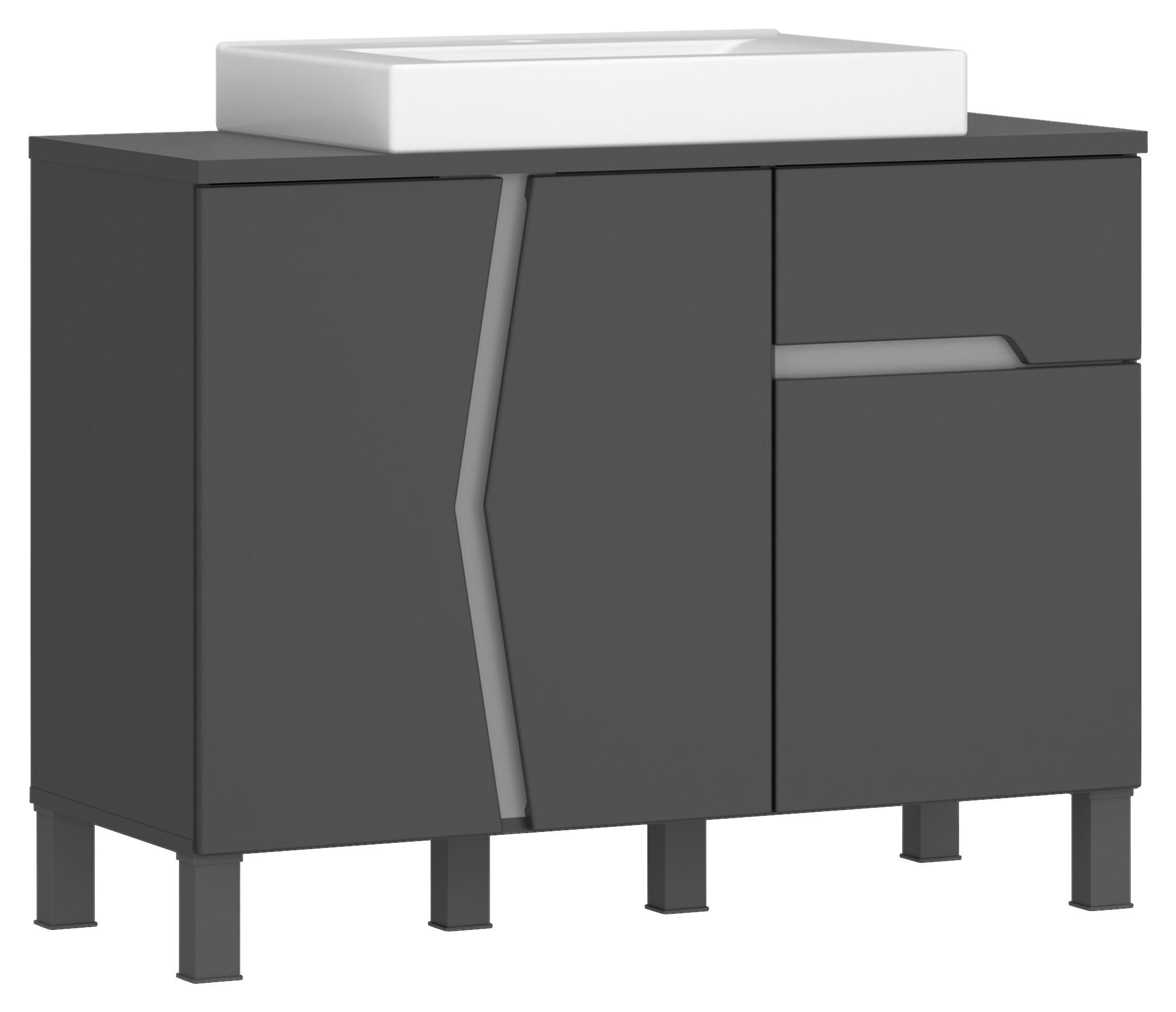 WASCHTISCHKOMBI 100 cm  - Anthrazit/Weiß, MODERN, Keramik/Holzwerkstoff (100cm) - MID.YOU