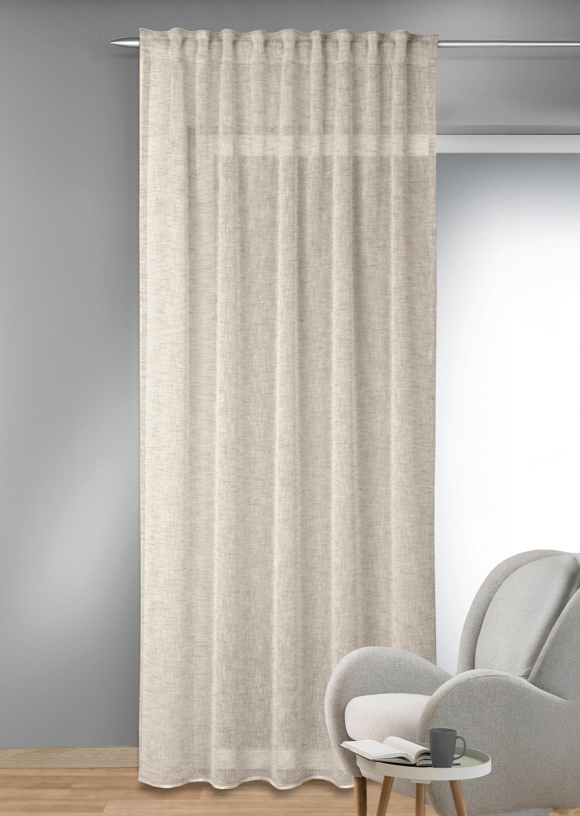 FERTIGVORHANG halbtransparent  - Creme, Basics, Textil (135/245cm)