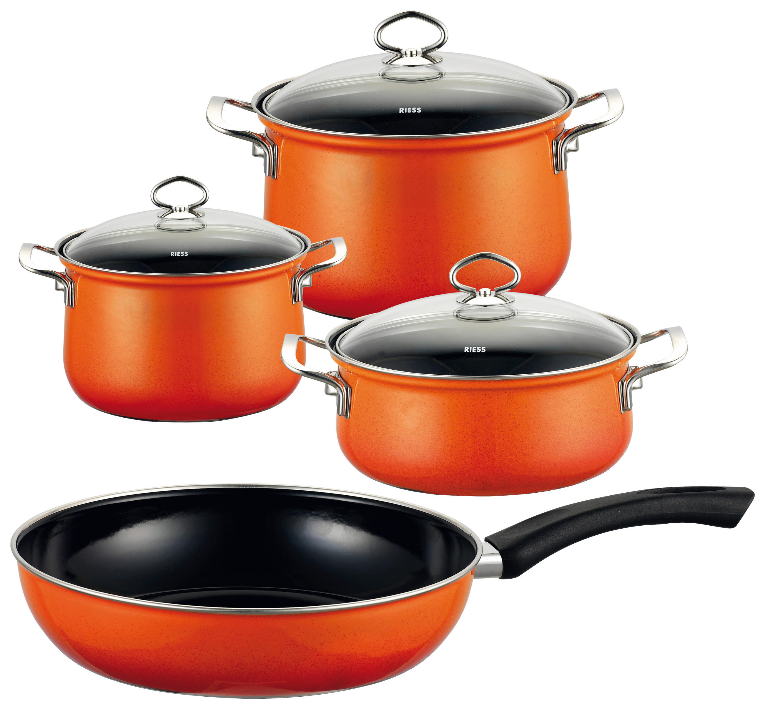 KOCHTOPFSET 7-teilig  - Orange, Basics, Glas/Metall (48,5/28,5/24cm) - Riess