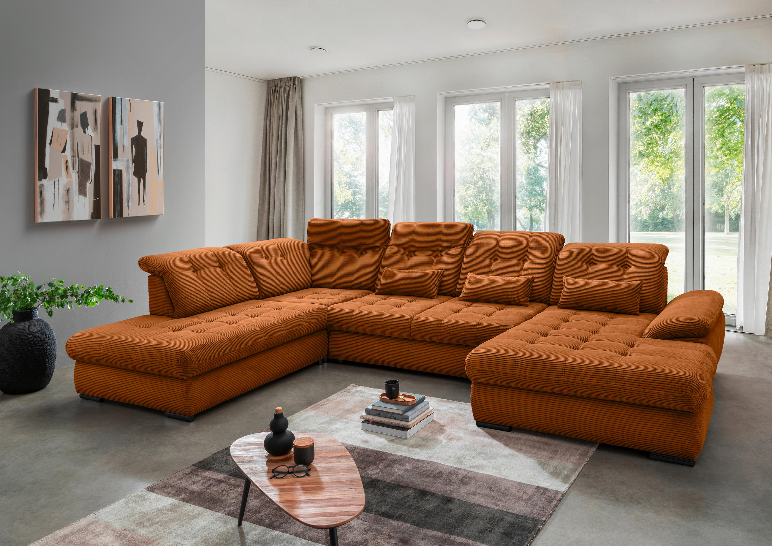 WOHNLANDSCHAFT in Cord Goldfarben - Goldfarben/Schwarz, Modern, Textil/Metall (252/387/184cm) - Livetastic