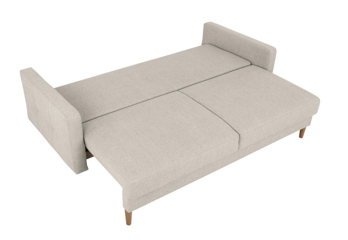 SCHLAFSOFA in Hellgrau  - Buchefarben/Hellgrau, Design, Holz/Textil (222/93/99cm) - MID.YOU