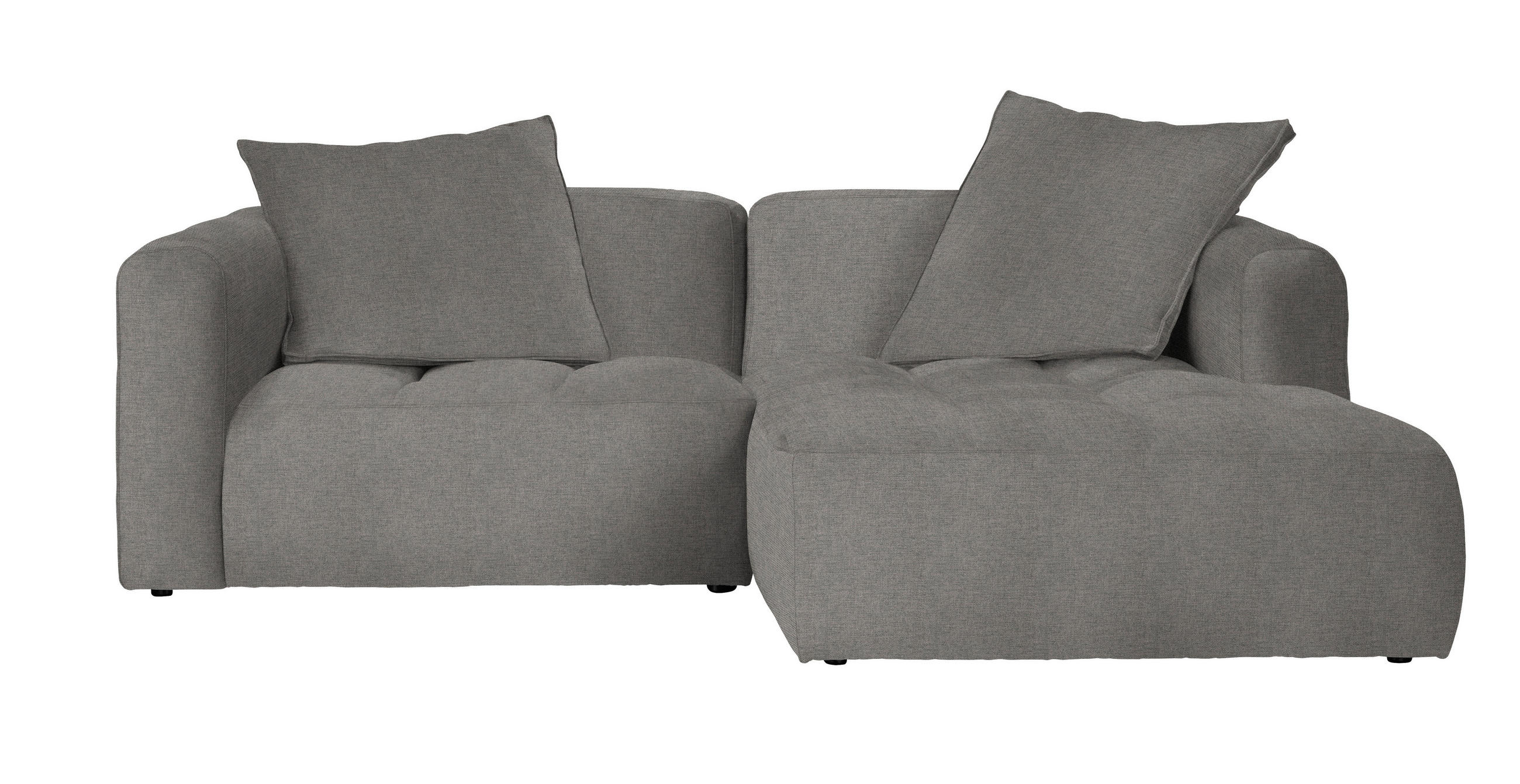ECKSOFA Hellgrau Flachgewebe  - Hellgrau/Schwarz, LIFESTYLE, Kunststoff/Textil (240/173cm) - Stylife
