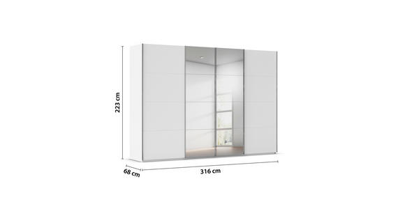 SCHWEBETÜRENSCHRANK  in Weiß  - Chromfarben/Weiß, Design, Holzwerkstoff/Metall (316/223/68cm) - Novel