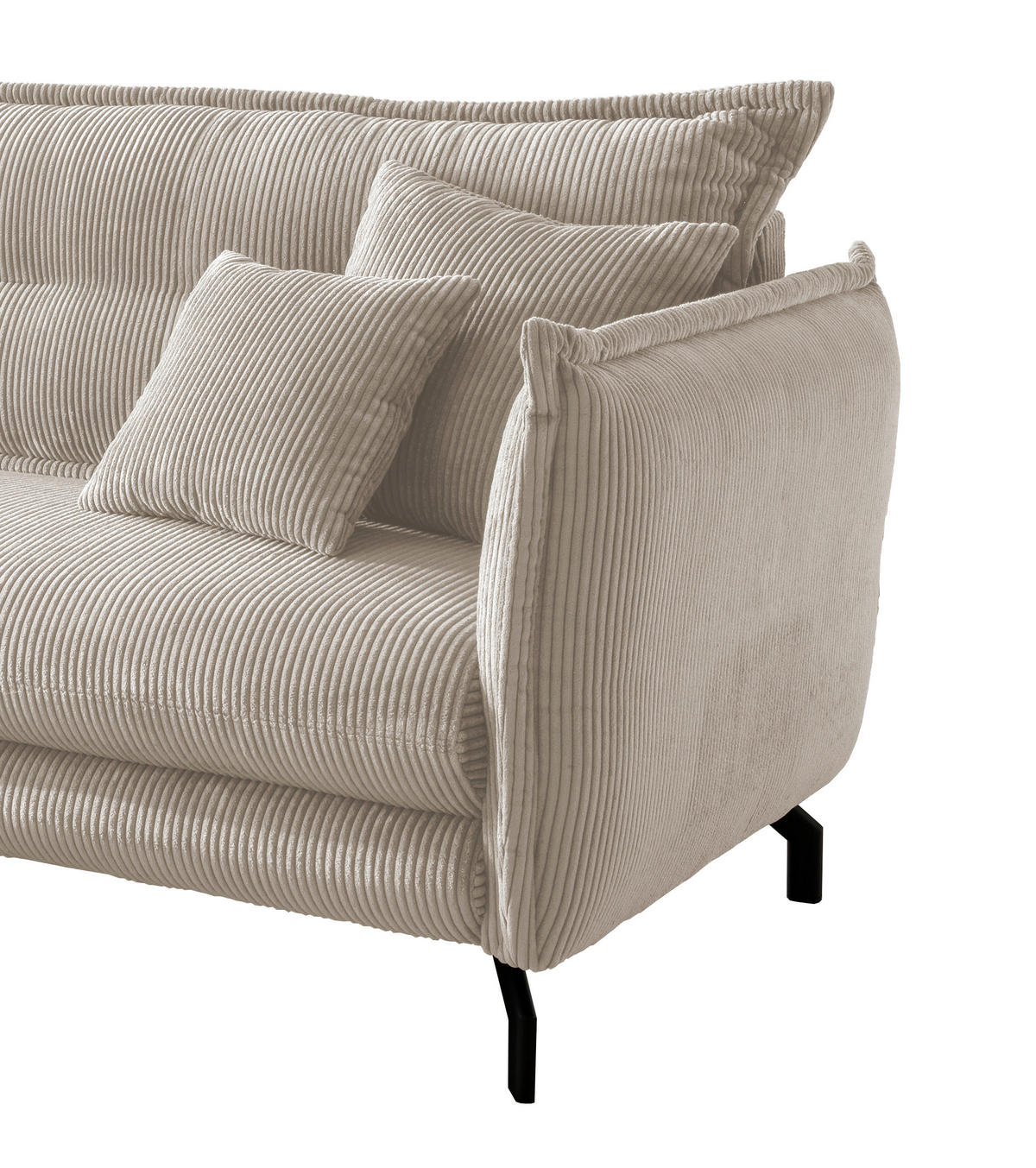 ECKSOFA in Cord Beige  180/255 cm  - Beige/Schwarz, MODERN, Textil/Metall (180/255cm) - Livetastic
