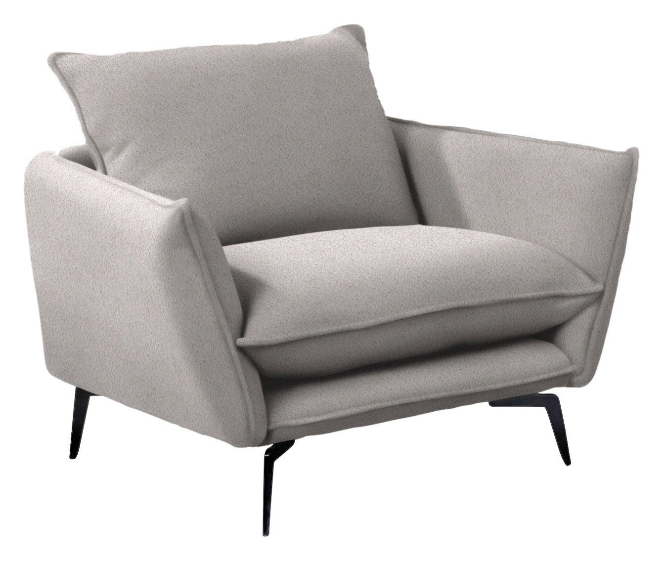 SESSEL in Webstoff Creme  - Creme/Schwarz, Design, Textil/Metall (96/84/90cm) - Hom`in