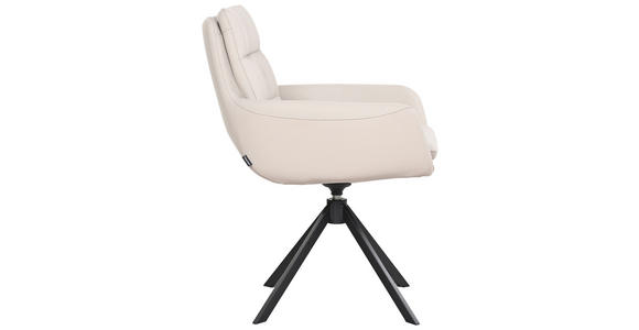 ARMLEHNSTUHL  in Echtleder naturbelassen  - Taupe/Schwarz, Design, Leder/Metall (62,5/86,5/66,5cm) - Dieter Knoll