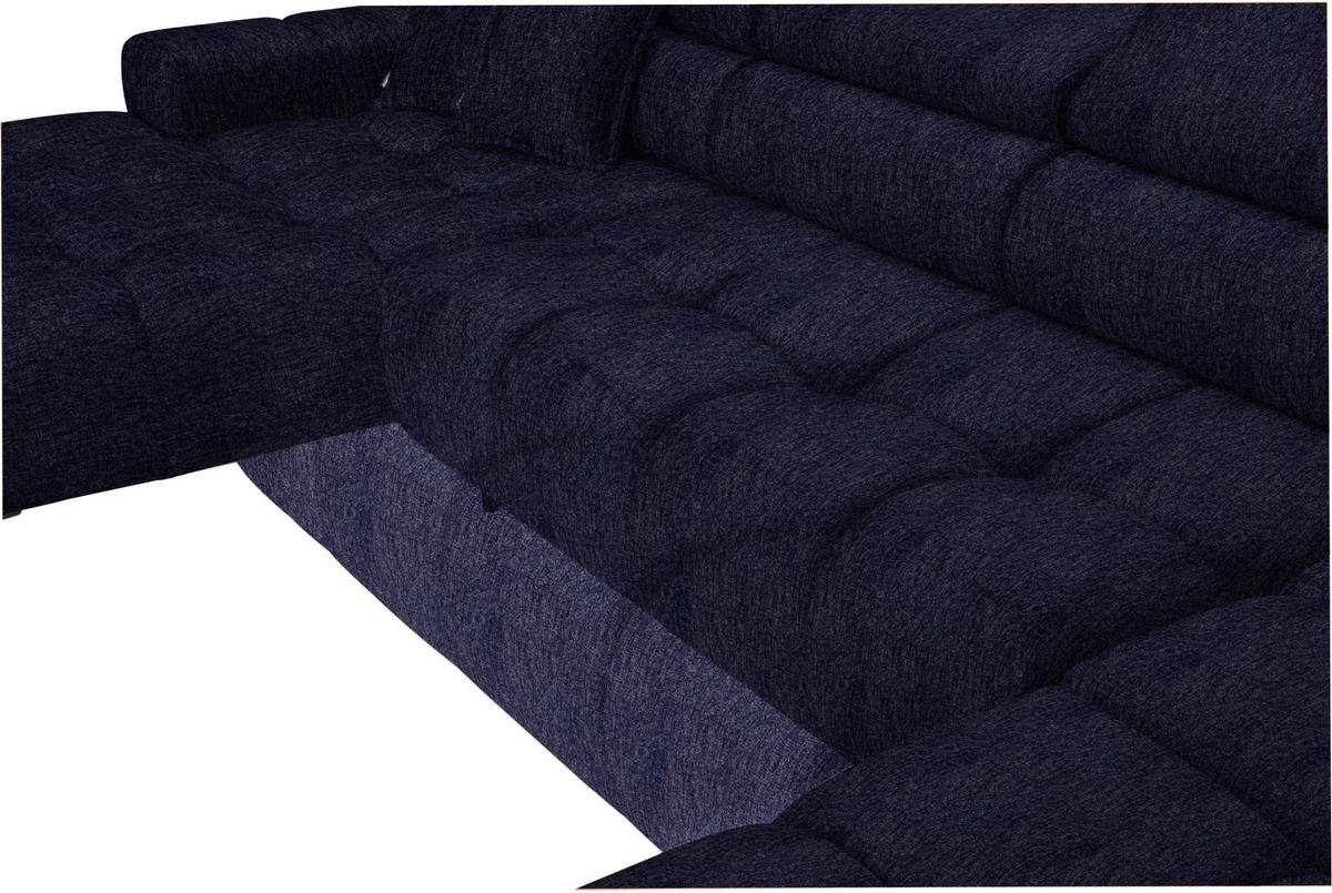 WOHNLANDSCHAFT in Samt, Webstoff Schwarz  - Schwarz, Design, Textil/Metall (177/385/216cm) - Welnova