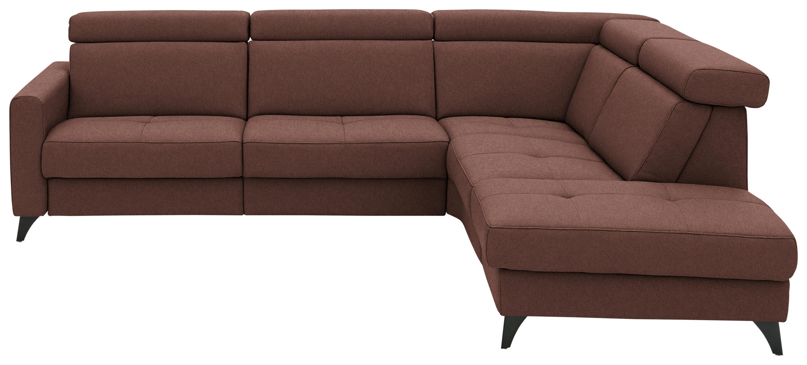 ECKSOFA Flachgewebe Weinrot  - Weinrot/Schwarz, Konventionell, Textil/Metall (276/214cm) - Beldomo System