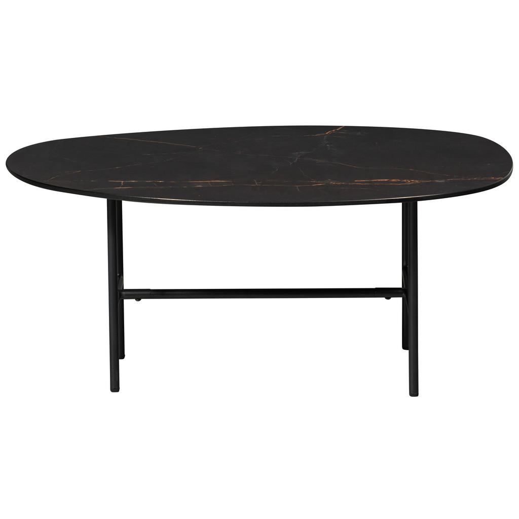 Thumbnail - Livetastic Couchtisch Vajen, Schwarz, Metall, Keramik, Marmoroptik, organisch, Rundrohr, 60x34x80 cm, Wohnzimmer, Wohnzi...
