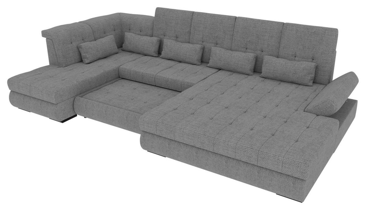 WOHNLANDSCHAFT Grau Struktur  - Schwarz/Grau, KONVENTIONELL, Kunststoff/Textil (222/358/212cm) - Carryhome