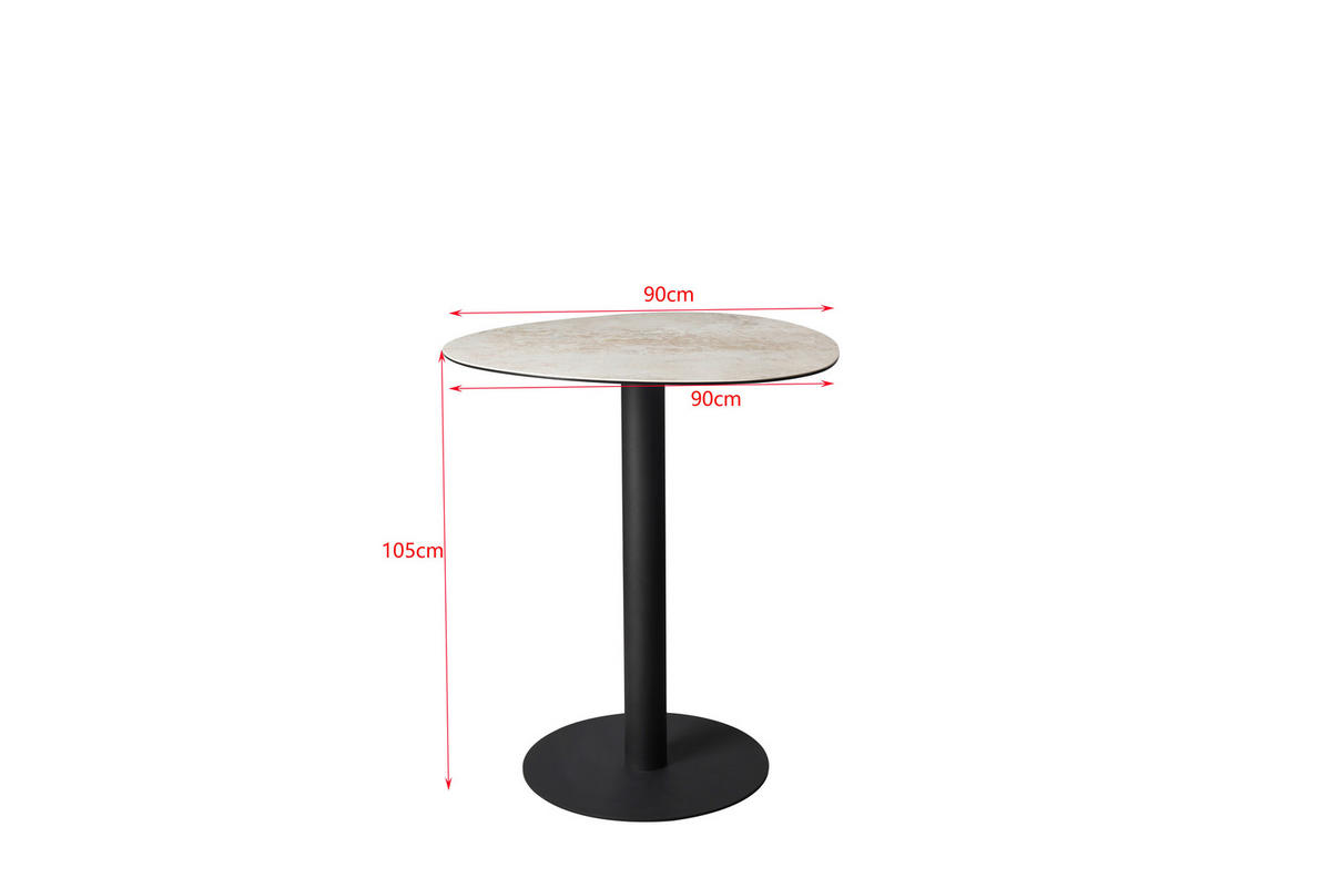 BARTISCH in Metall, Glas, Keramik 90/90/105 cm   - Taupe/Beige, Design, Glas/Keramik (90/90/105cm) - Novel