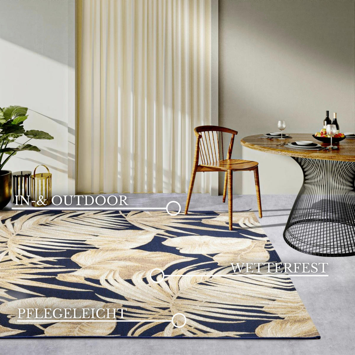 OUTDOORTEPPICH  für Terrasse und Balkon 160/235 cm Kollektion 1767 Goldfarben, Dunkelblau  - Goldfarben/Dunkelblau, Design, Kunststoff (160/235cm) - Villeroy & Boch