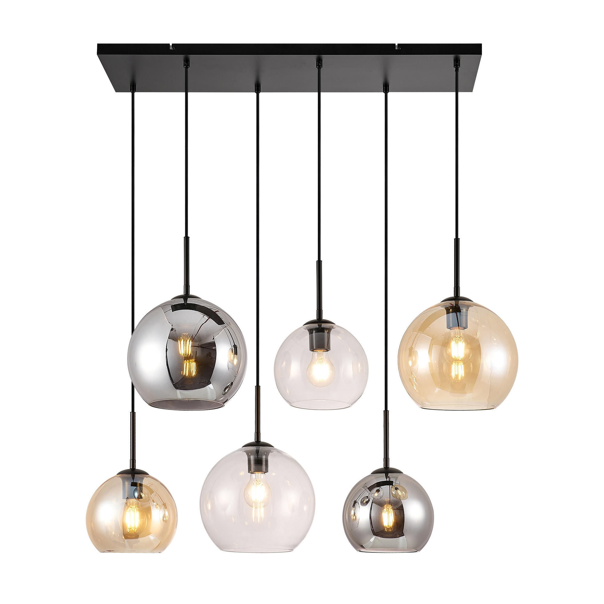 HÄNGELEUCHTE Amelie 97,5/42,5/150 cm   - Klar/Bernsteinfarben, Basics, Glas/Metall (97,5/42,5/150cm) - Novel