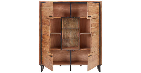 HIGHBOARD  in 145/165/40 cm  - Schwarz/Akaziefarben, MODERN, Glas/Holz (145/165/40cm) - Carryhome