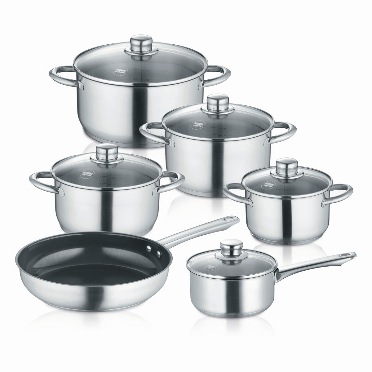 KOCHTOPFSET Lumina 6-teilig  - Edelstahlfarben, Basics, Metall (54,5/31/28,50cm) - Berndes