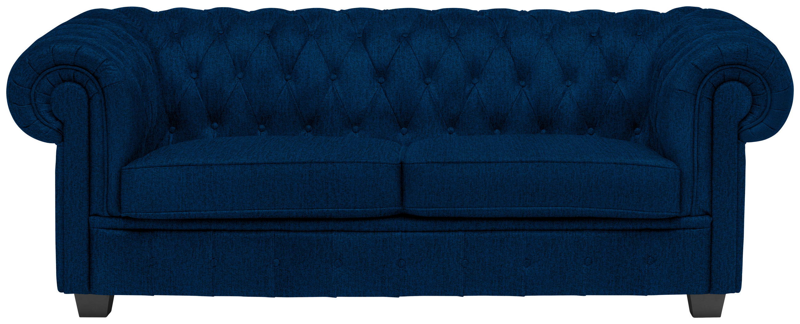 CHESTERFIELD-SOFA in Webstoff Blau  - Wengefarben/Blau, Lifestyle, Holz/Textil (206/76,5/96cm) - Landscape