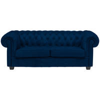 CHESTERFIELD-SOFA in Webstoff Blau  - Wengefarben/Blau, Lifestyle, Holz/Textil (206/76,5/96cm) - Landscape