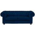 CHESTERFIELD-SOFA Webstoff Blau  - Wengefarben/Blau, LIFESTYLE, Holz/Textil (206/76,5/96cm) - Landscape