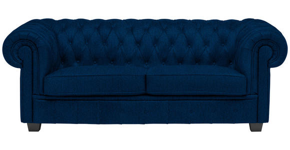 CHESTERFIELD-SOFA Webstoff Blau  - Wengefarben/Blau, LIFESTYLE, Holz/Textil (206/76,5/96cm) - Landscape
