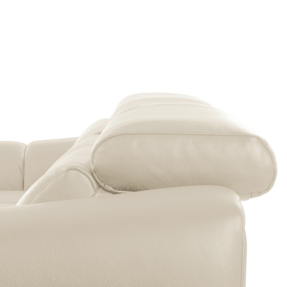 ECKSOFA 177/274 cm AVEIRO in Echtleder Creme Bettkasten, Kopfteilverstellung, Sitzvorzug  177/274 cm  - Creme/Schwarz, Design, Leder/Kunststoff (177/274cm) - Livetastic