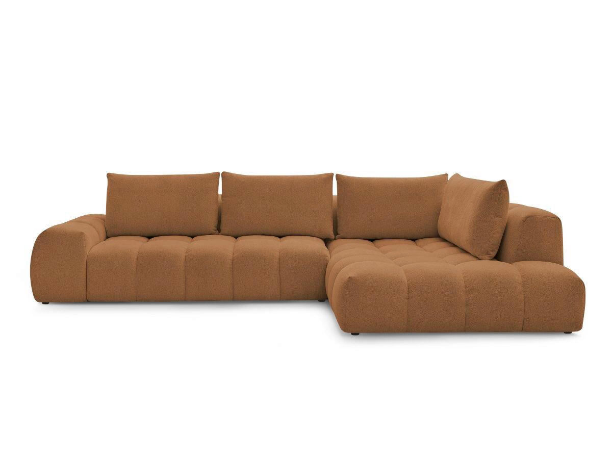 ECKSOFA Ottomane rechts  EVEREST Orange Flachgewebe  - Schwarz/Orange, MODERN, Kunststoff/Textil (352/210cm) - Livetastic