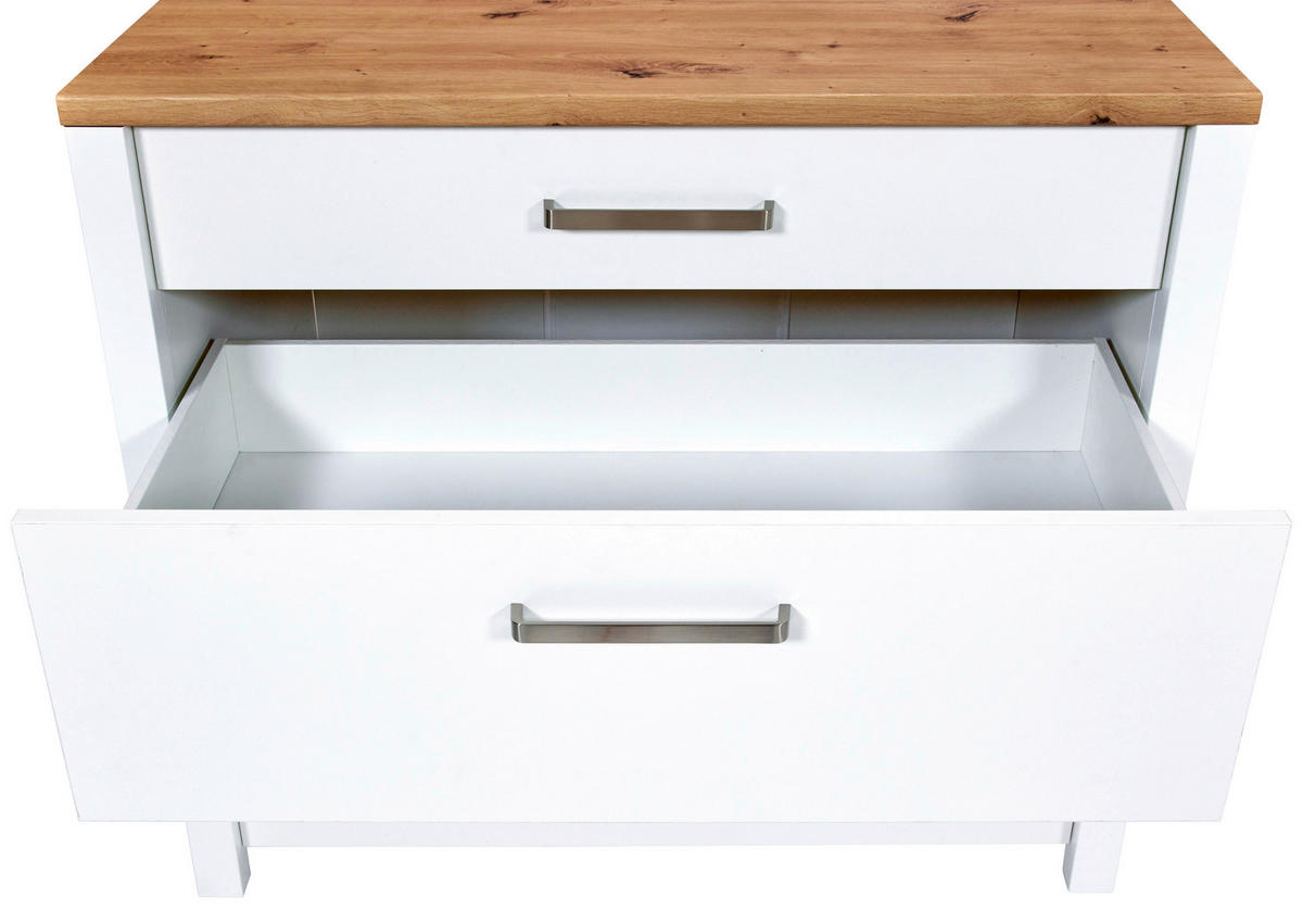 SCHUBKASTENUNTERSCHRANK 100/92/60 cm  in Weiß, Eiche Artisan  - Silberfarben/Eiche Artisan, MODERN, Holzwerkstoff/Metall (100/92/60cm) - home24