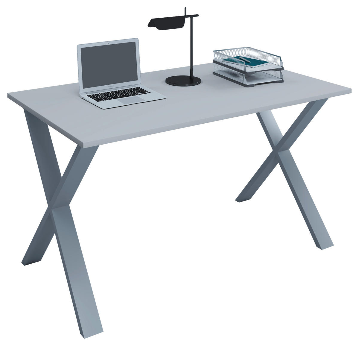 SCHREIBTISCH 140/80/76 cm  in Grau, Silberfarben  - Silberfarben/Grau, MODERN, Holzwerkstoff/Metall (140/80/76cm) - MID.YOU