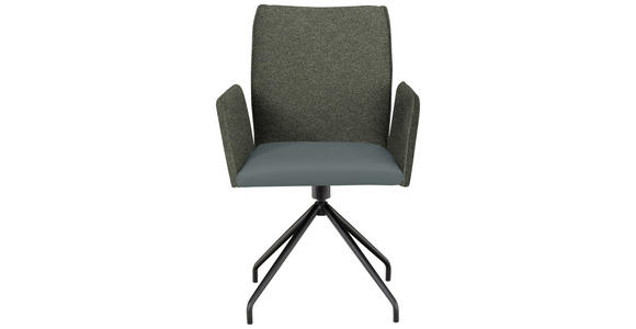 ARMLEHNSTUHL  , Stoffauswahl, Typenauswahl, Sitzfläche 360° drehbar  , Mikrofaser  ,  - Schwarz/Grau, Design, Textil/Metall (60/91/60cm) - Moderano