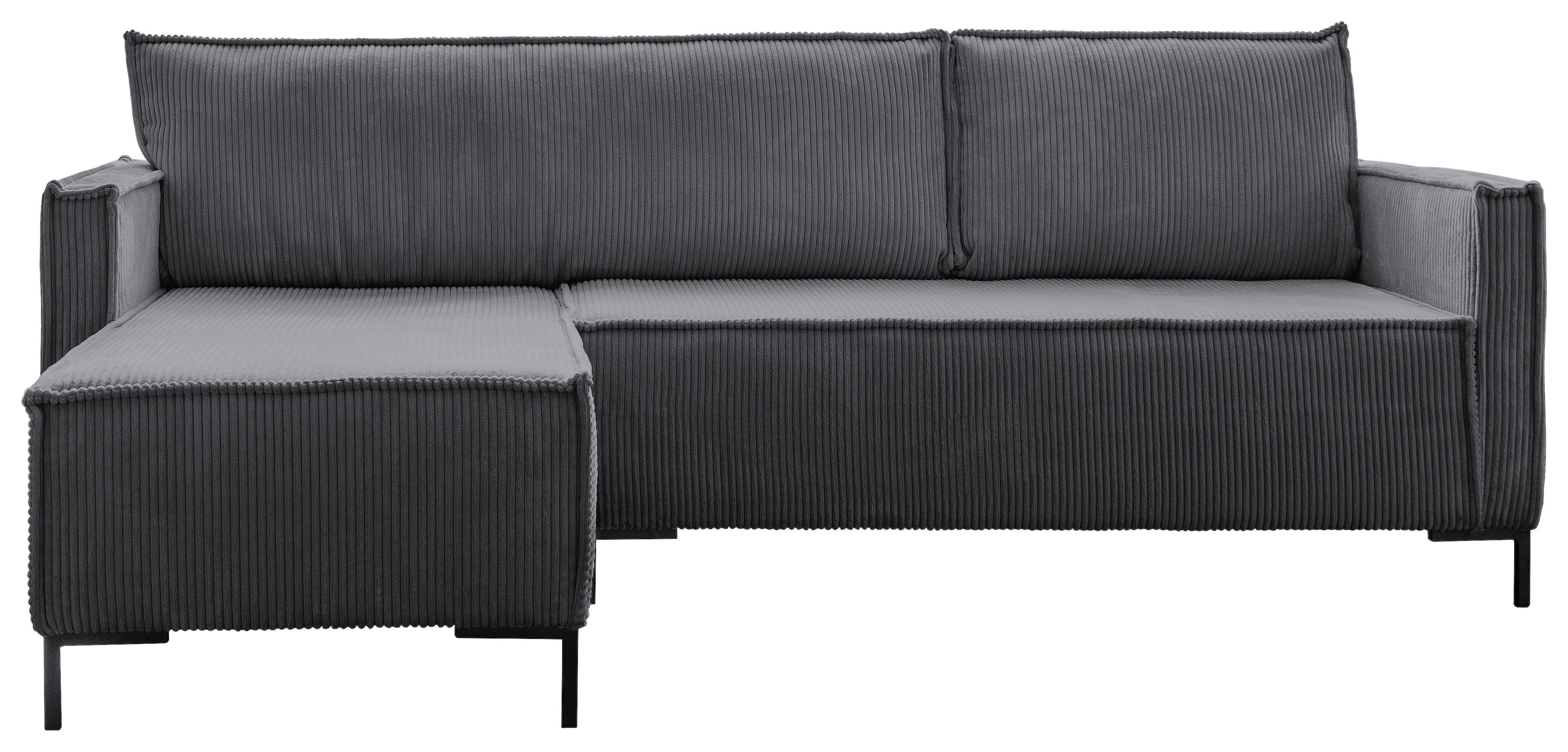 ECKSOFA Grau Cord  - Schwarz/Grau, Design, Textil/Metall (232/90/154cm) - MID.YOU