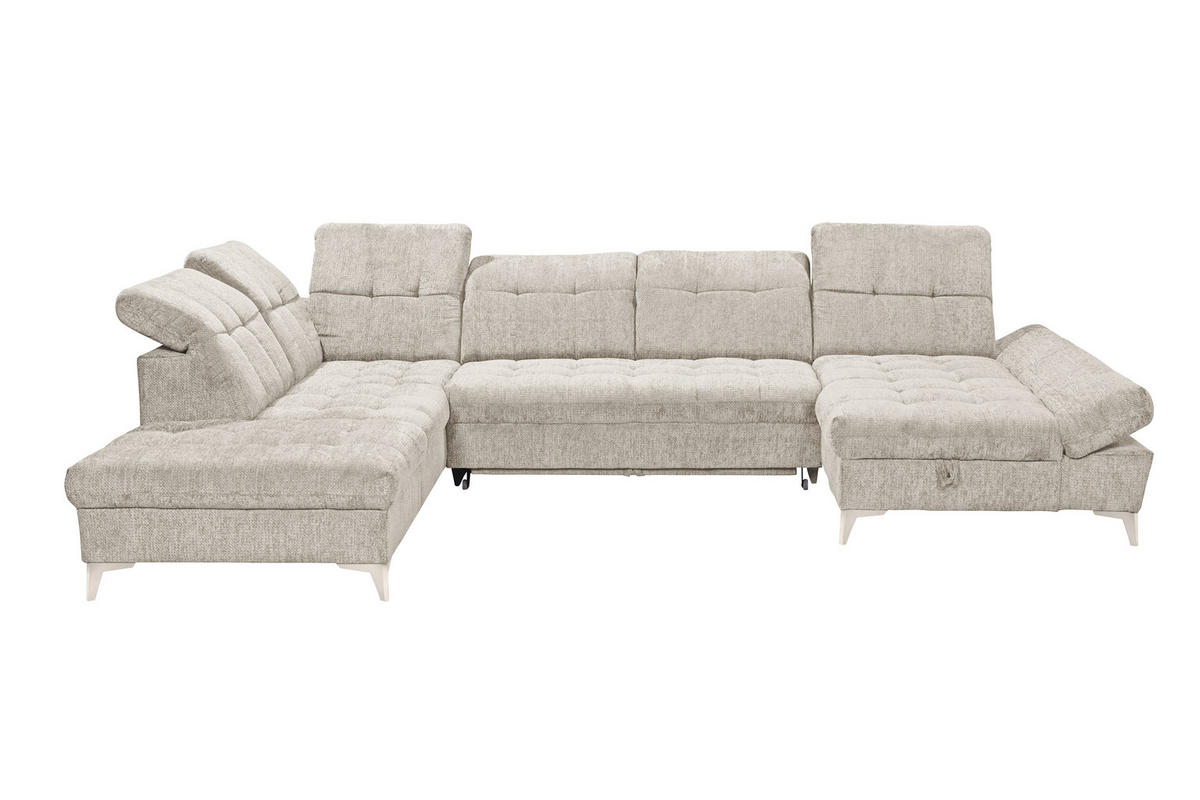 WOHNLANDSCHAFT MERCY in Mikrovelours Weiß  - Kaschmir/Weiß, MODERN, Kunststoff/Textil (245/348/168cm) - MID.YOU
