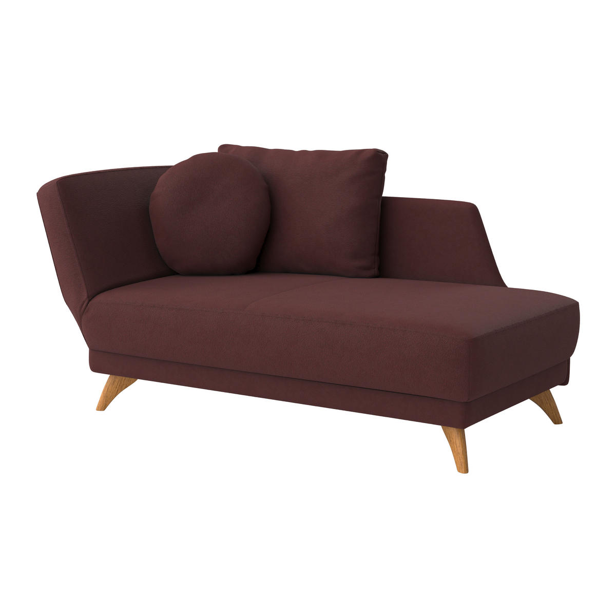 RÉCAMIERE in Flachgewebe Weinrot  - Eichefarben/Weinrot, Modern, Holz/Textil (205/74/94cm) - Bali