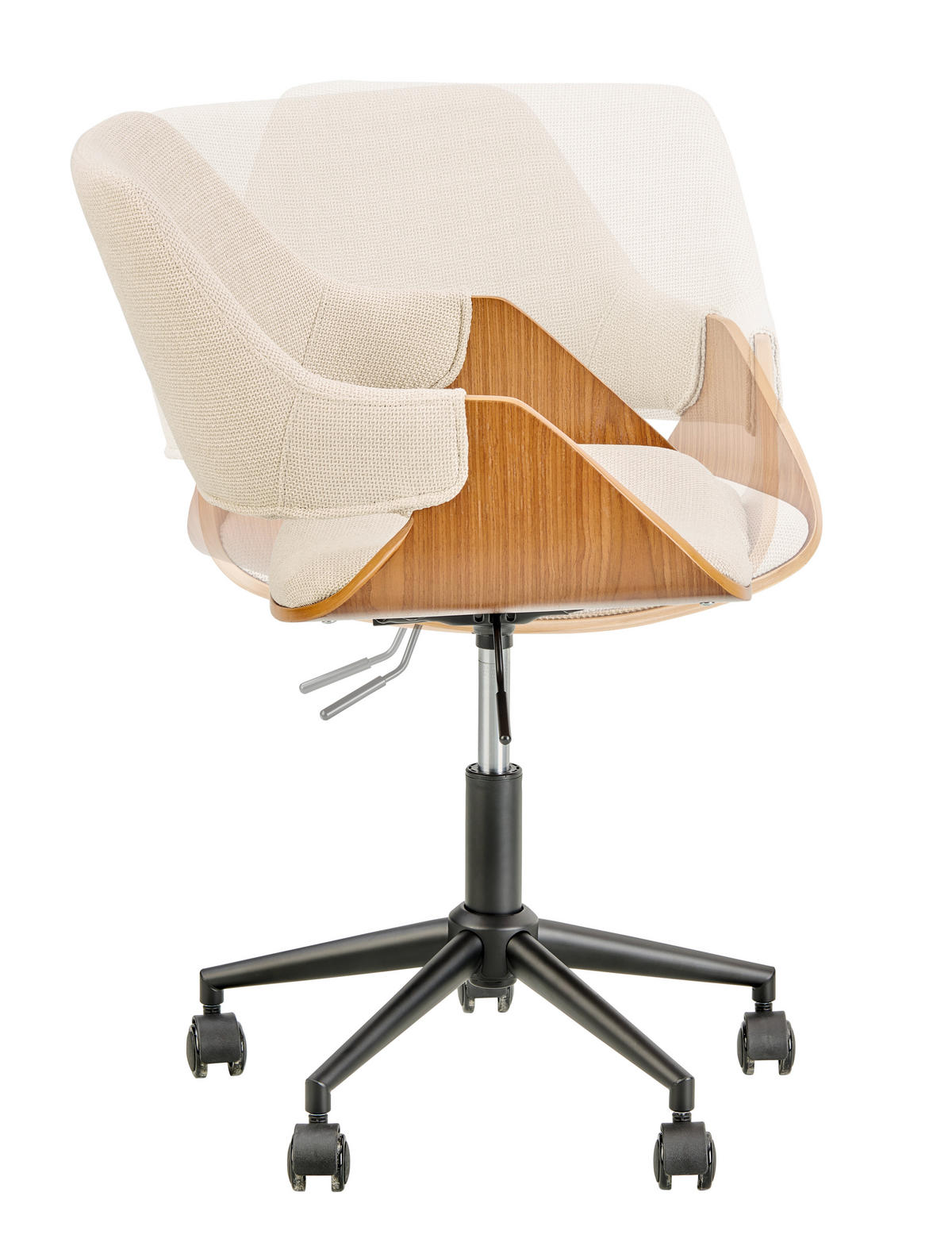 OTOČNÁ STOLIČKA, vzhľad ľanu, béžová, farba vlašského orecha - farba vlašského orecha/béžová, Modern, kov/drevo (51/78/88/57cm) - MID.YOU