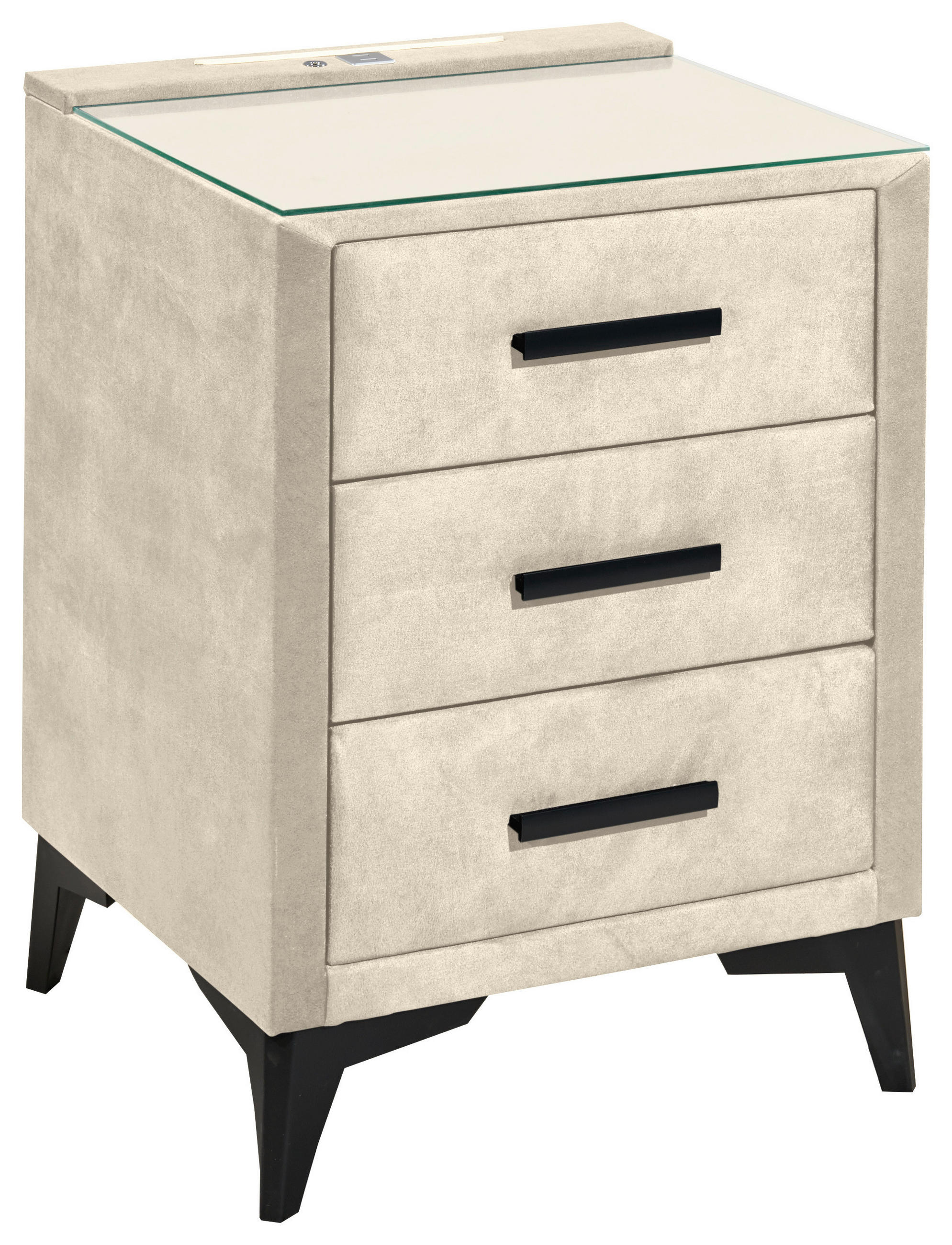 NACHTTISCH 47/70/51 cm  Creme  - Creme/Schwarz, Konventionell, Glas/Kunststoff (47/70/51cm) - Boxxx