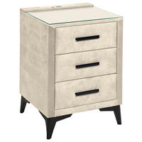 NACHTTISCH 47/70/51 cm  Creme  - Creme/Schwarz, Konventionell, Glas/Kunststoff (47/70/51cm) - Boxxx