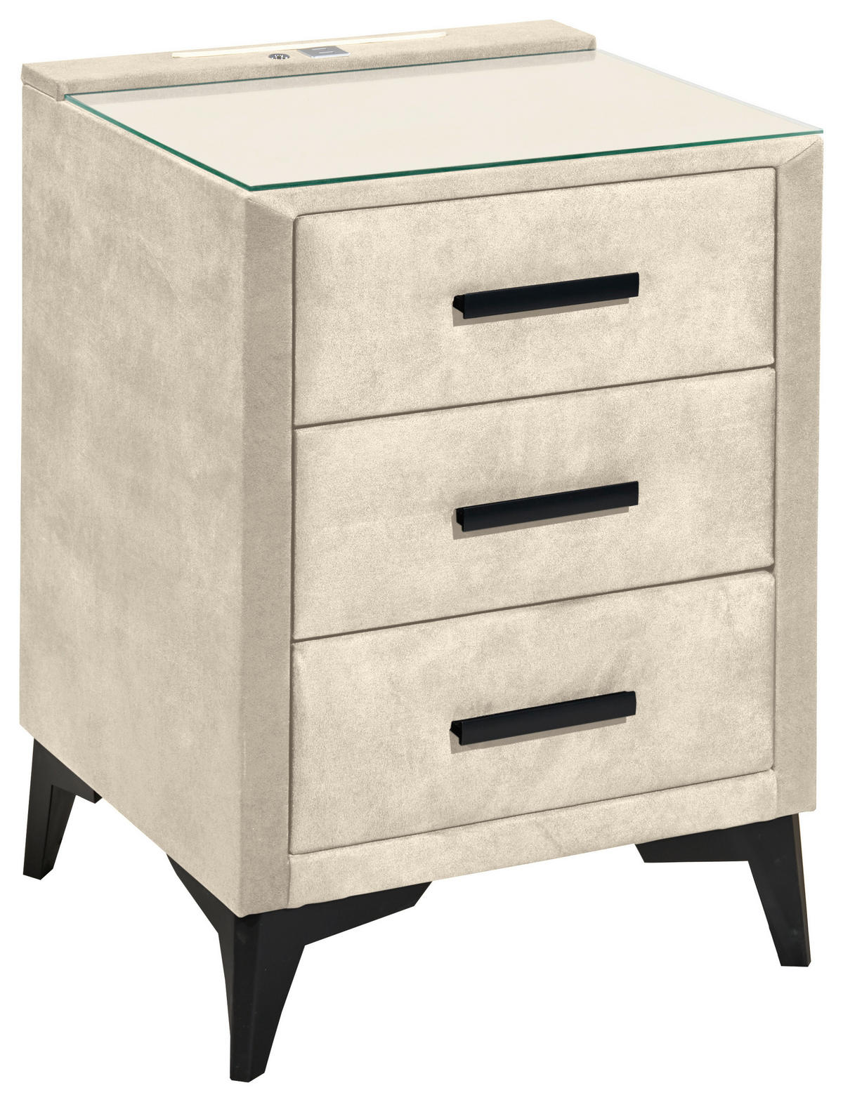 NACHTTISCH 47/70/51 cm  Creme  - Creme/Schwarz, Konventionell, Glas/Kunststoff (47/70/51cm) - Boxxx