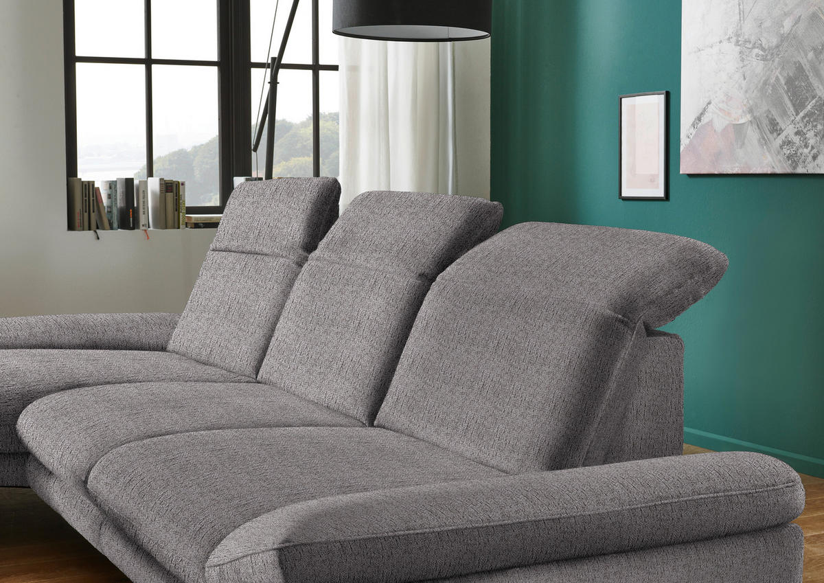 ECKSOFA in Chenille Graubraun  - Graubraun/Schwarz, Design, Textil/Metall (188/319cm) - Beldomo System