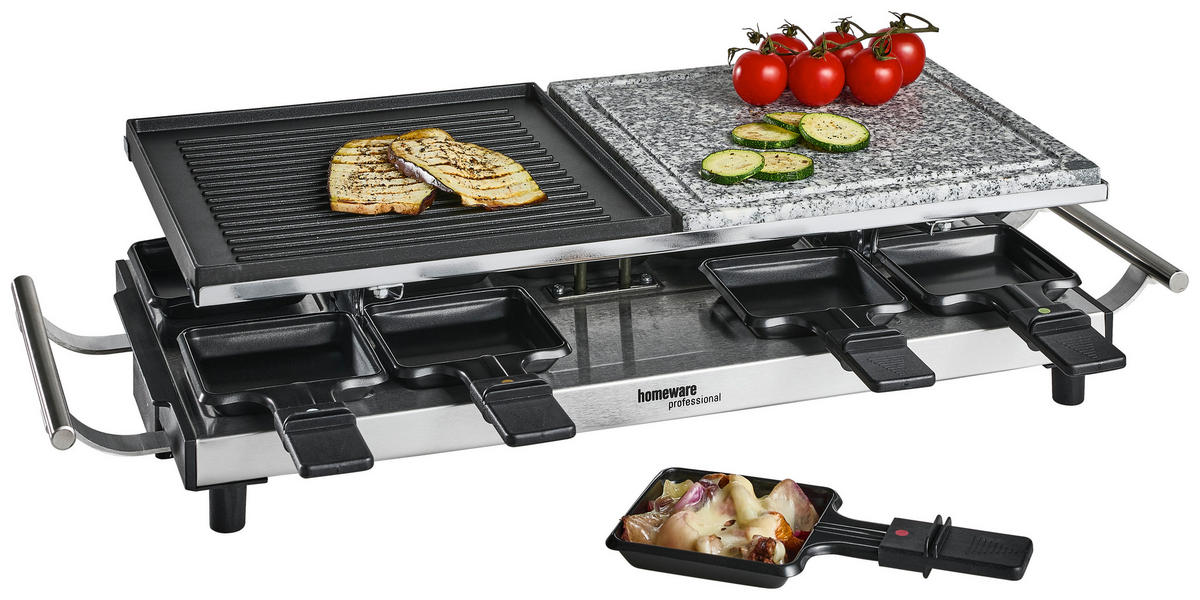 RACLETTE-GRILL  - Edelstahlfarben/Schwarz, KONVENTIONELL, Kunststoff/Stein (62/24,2/13cm) - Homeware Profession.