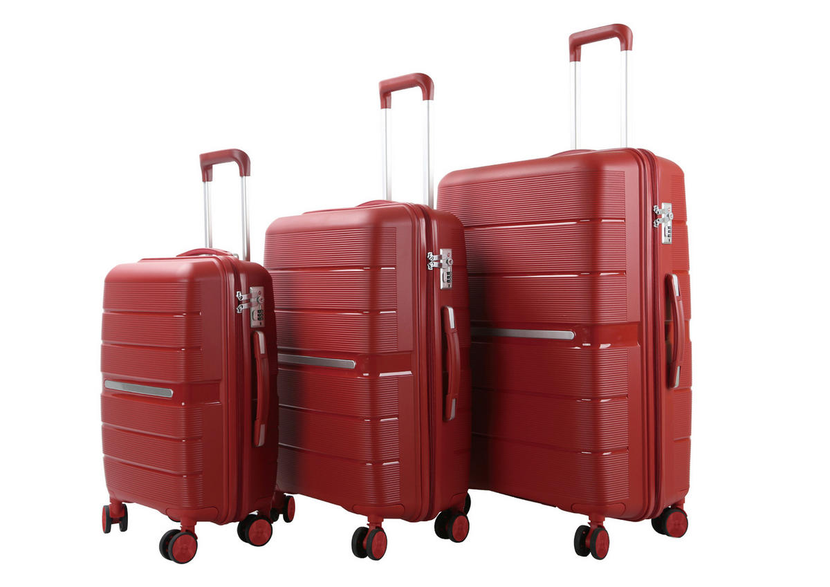 SET VALIZE DE CĂLĂTORIE - roșu burgund, Design, plastic/metal - Novel