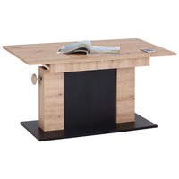 COUCHTISCH 110-150/65/59-75 cm rechteckig Schwarz, Eichefarben  - Eichefarben/Schwarz, Design, Holzwerkstoff (110-150/65/59-75cm) - MID.YOU