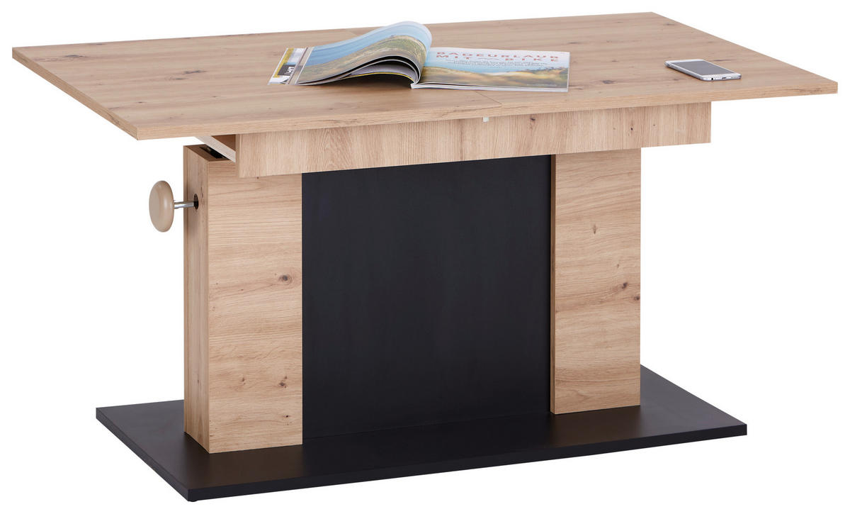 COUCHTISCH 110-150/65/59-75 cm rechteckig Schwarz, Eichefarben  - Eichefarben/Schwarz, Design, Holzwerkstoff (110-150/65/59-75cm) - MID.YOU