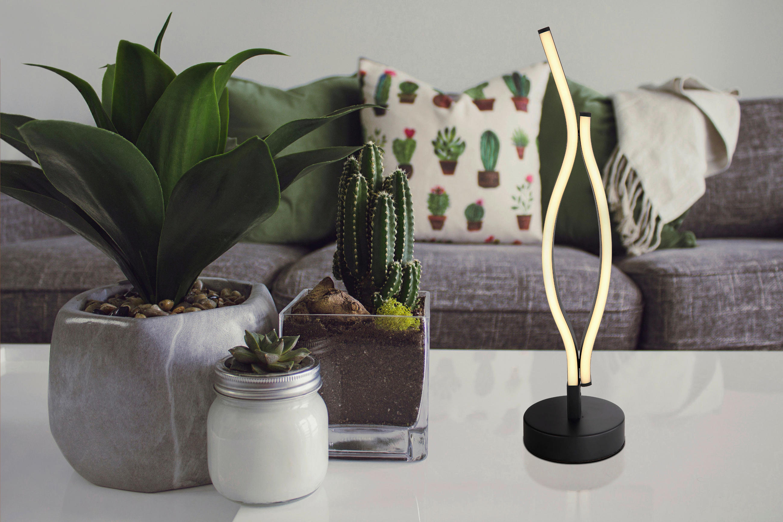 LED-TISCHLEUCHTE GERONIMO 12/47 cm   - Schwarz/Weiß, Design, Kunststoff/Metall (12/47cm) - Globo