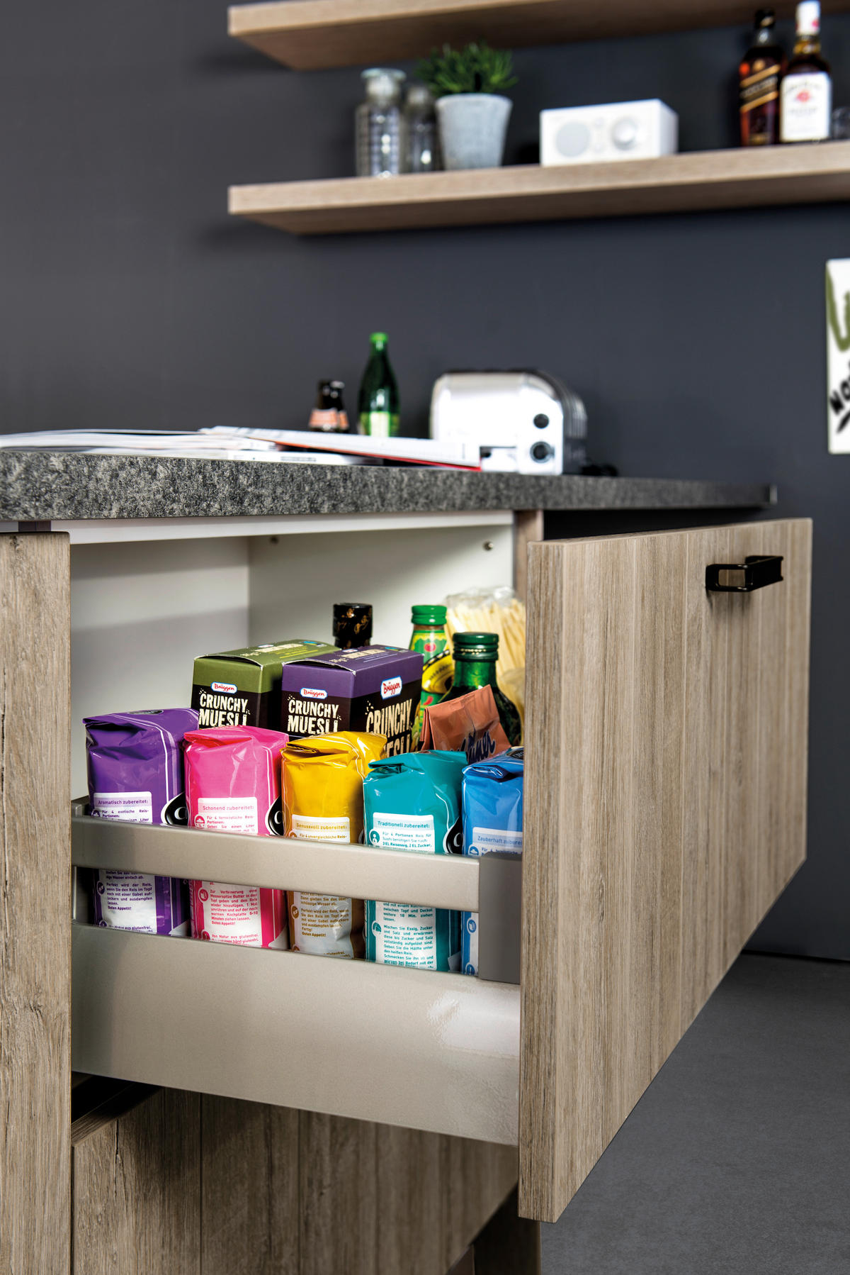 EINBAUKÜCHE  - Eichefarben, Design, Holzwerkstoff - Moderano