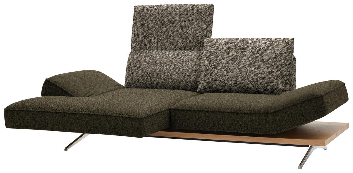 ECKSOFA in Flachgewebe Grün, Olivgrün  132/240 cm  - Chromfarben/Olivgrün, Design, Holz/Textil (132/240cm) - Koinor