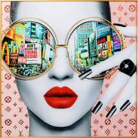 BILD Städte, Architektur, Frauen  - Goldfarben/Rosa, KONVENTIONELL, Glas/Kunststoff (120/120cm) - Kare-Design